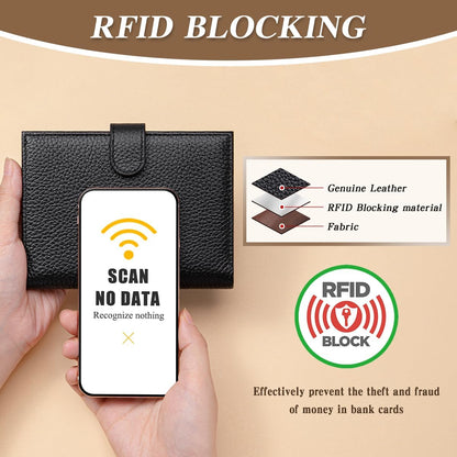 Passport Holder for Travel Women RFID Blocking Genuine Leather Passport Wallet with Card Slots, Zipper Coins Pocket, Cash Holder, Green