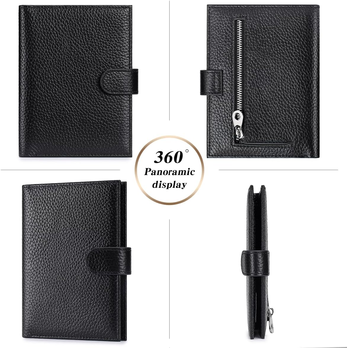 Passport Holder for Travel Women RFID Blocking Genuine Leather Passport Wallet with Card Slots, Zipper Coins Pocket, Cash Holder, Green