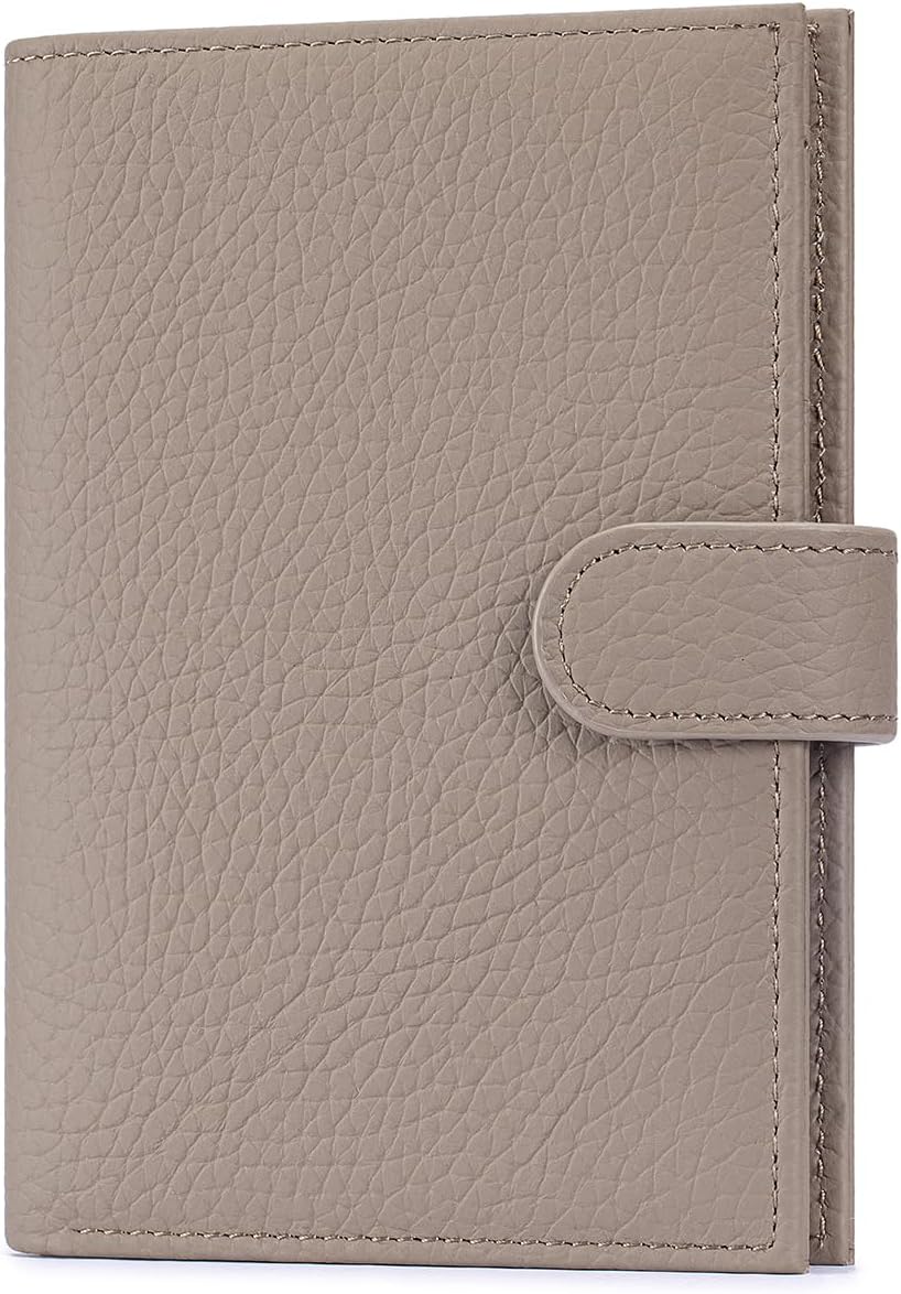 Passport Holder for Travel Women RFID Blocking Genuine Leather Passport Wallet with Card Slots, Zipper Coins Pocket, Cash Holder, Green