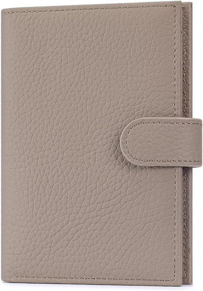 Passport Holder for Travel Women RFID Blocking Genuine Leather Passport Wallet with Card Slots, Zipper Coins Pocket, Cash Holder, Green