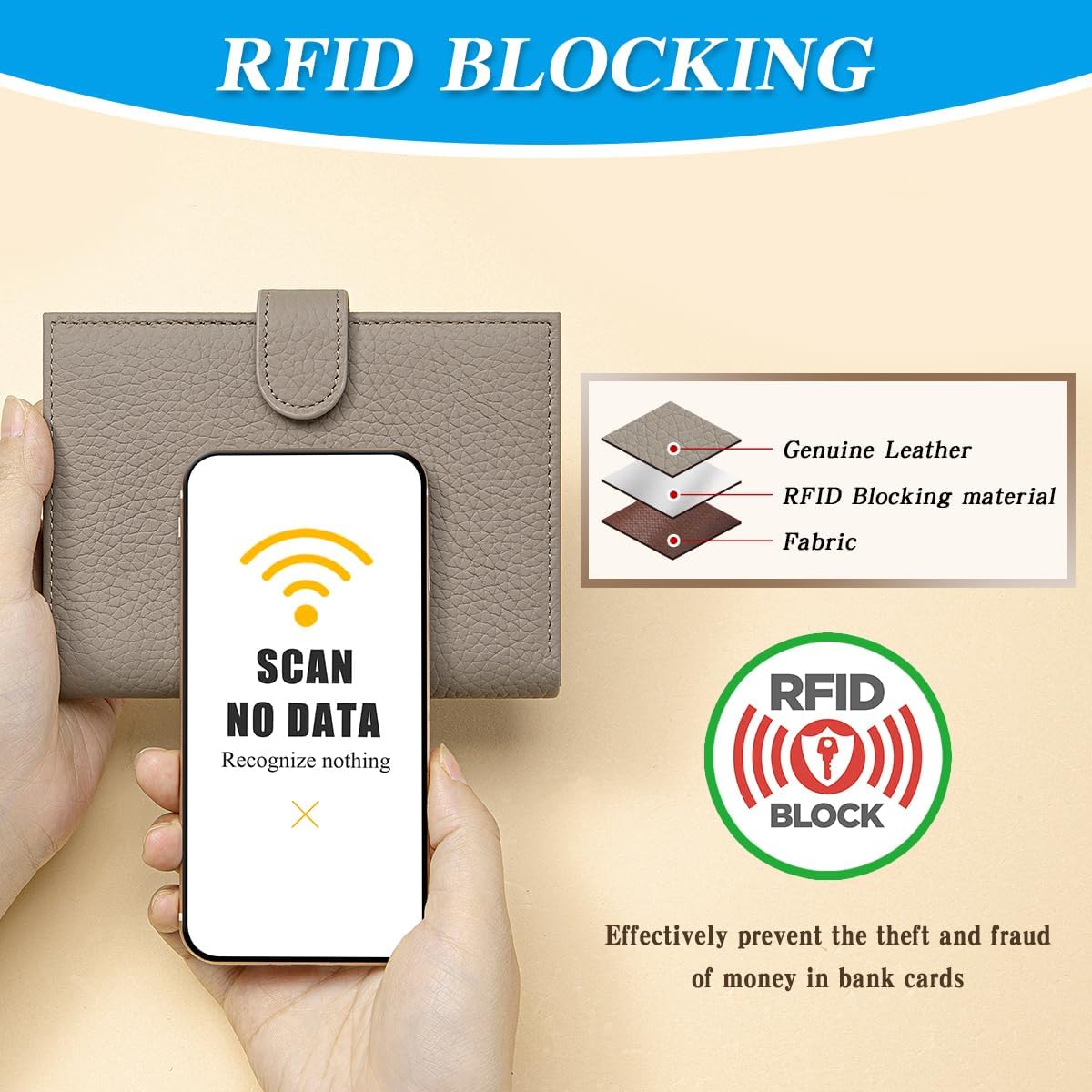 Passport Holder for Travel Women RFID Blocking Genuine Leather Passport Wallet with Card Slots, Zipper Coins Pocket, Cash Holder, Green