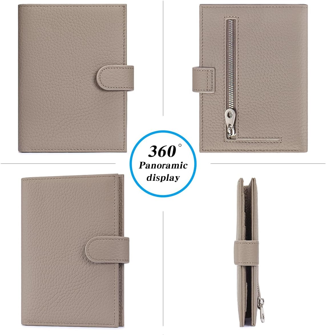 Passport Holder for Travel Women RFID Blocking Genuine Leather Passport Wallet with Card Slots, Zipper Coins Pocket, Cash Holder, Green