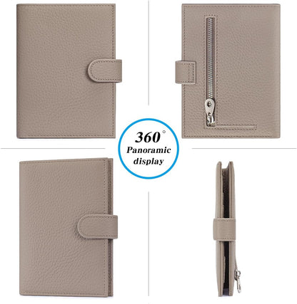 Passport Holder for Travel Women RFID Blocking Genuine Leather Passport Wallet with Card Slots, Zipper Coins Pocket, Cash Holder, Green