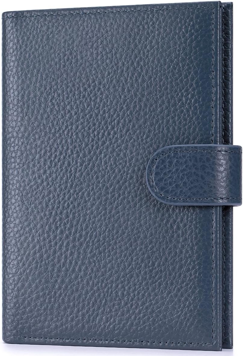 Passport Holder for Travel Women RFID Blocking Genuine Leather Passport Wallet with Card Slots, Zipper Coins Pocket, Cash Holder, Green