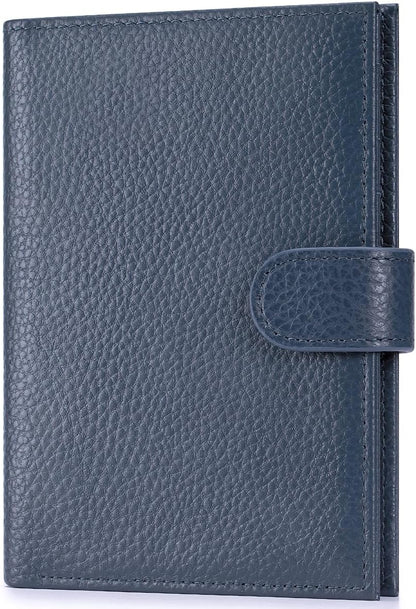 Passport Holder for Travel Women RFID Blocking Genuine Leather Passport Wallet with Card Slots, Zipper Coins Pocket, Cash Holder, Green