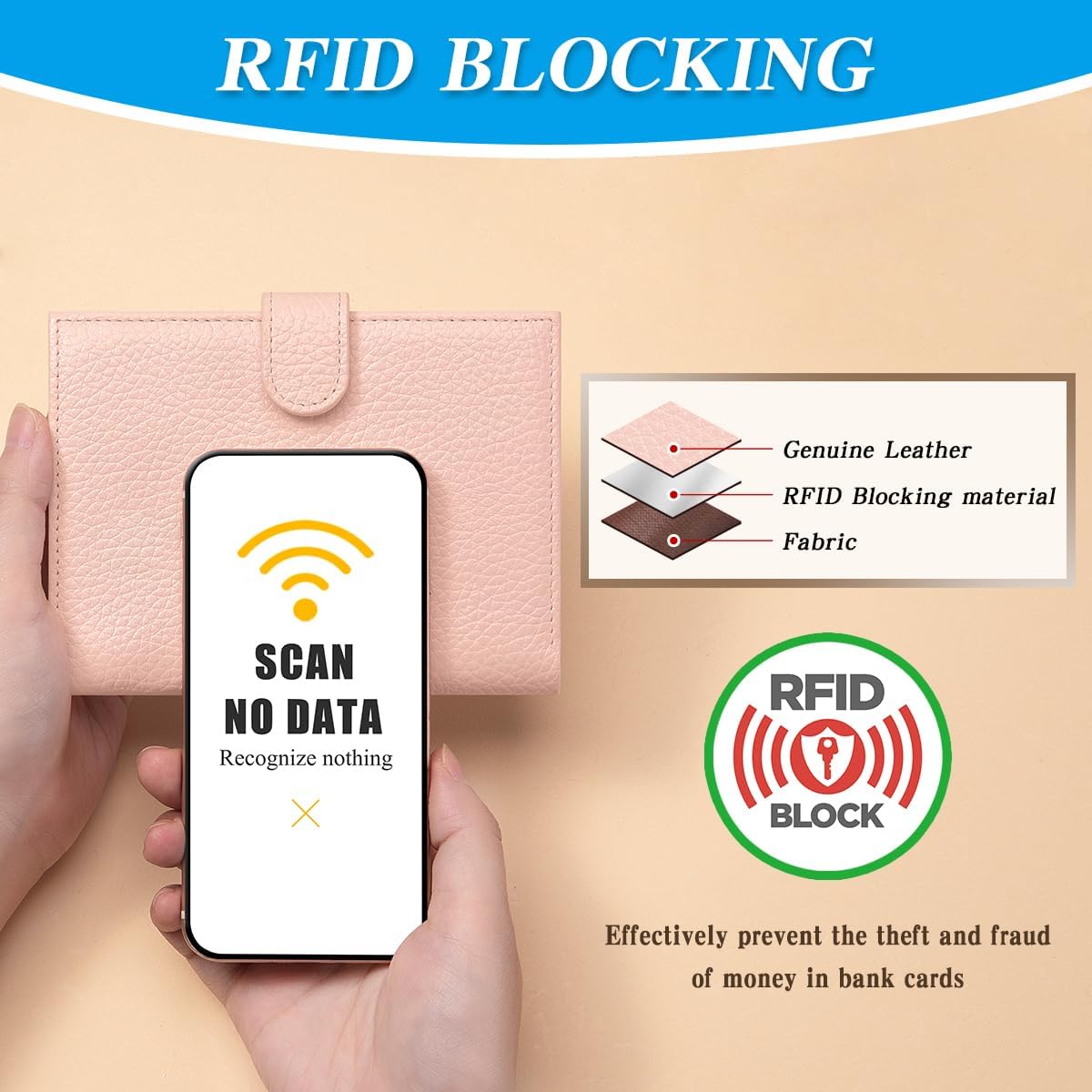 Passport Holder for Travel Women RFID Blocking Genuine Leather Passport Wallet with Card Slots, Zipper Coins Pocket, Cash Holder, Green