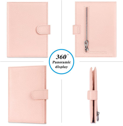 Passport Holder for Travel Women RFID Blocking Genuine Leather Passport Wallet with Card Slots, Zipper Coins Pocket, Cash Holder, Green