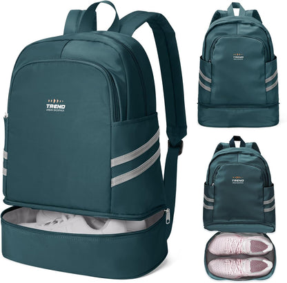 Gym Backpack For Women Men Dance Sports Backpack With Shoe Compartment Waterproof Travel Backpacks Gym Bag Peacock Blue
