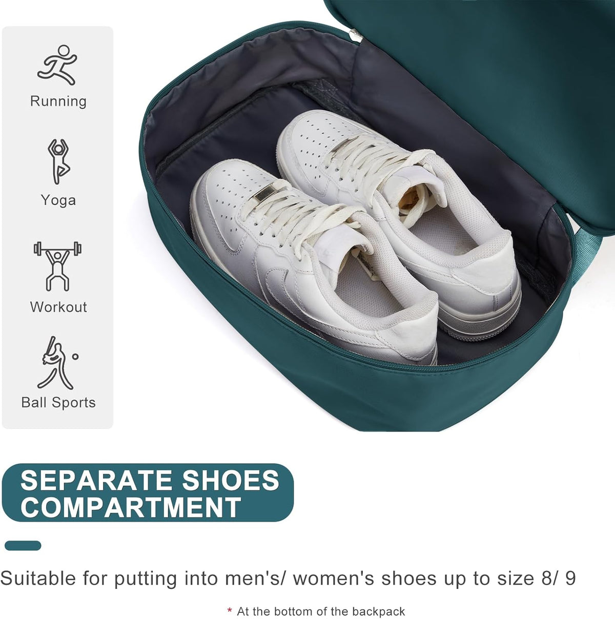 Gym Backpack For Women Men Dance Sports Backpack With Shoe Compartment Waterproof Travel Backpacks Gym Bag Peacock Blue