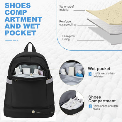 Gym Backpack For Women Men Dance Sports Backpack With Shoe Compartment Waterproof Travel Backpacks Gym Bag Peacock Blue