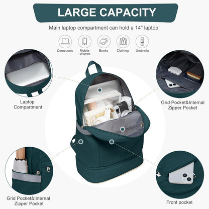 Gym Backpack For Women Men Dance Sports Backpack With Shoe Compartment Waterproof Travel Backpacks Gym Bag Peacock Blue