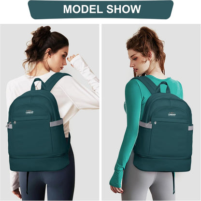 Gym Backpack For Women Men Dance Sports Backpack With Shoe Compartment Waterproof Travel Backpacks Gym Bag Peacock Blue