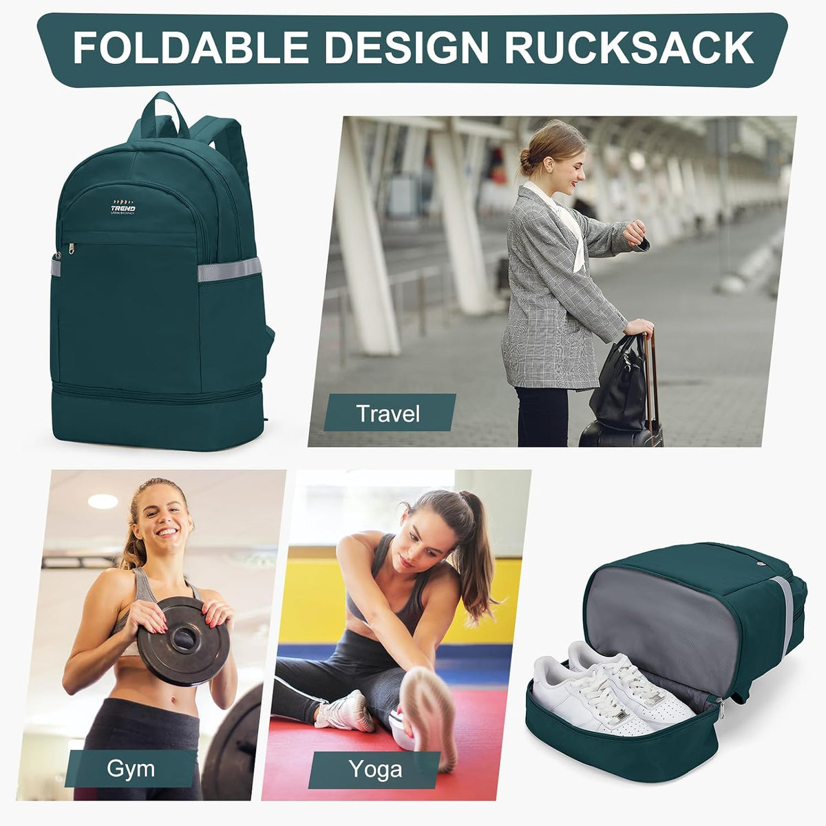 Gym Backpack For Women Men Dance Sports Backpack With Shoe Compartment Waterproof Travel Backpacks Gym Bag Peacock Blue