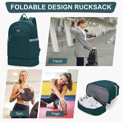 Gym Backpack For Women Men Dance Sports Backpack With Shoe Compartment Waterproof Travel Backpacks Gym Bag Peacock Blue