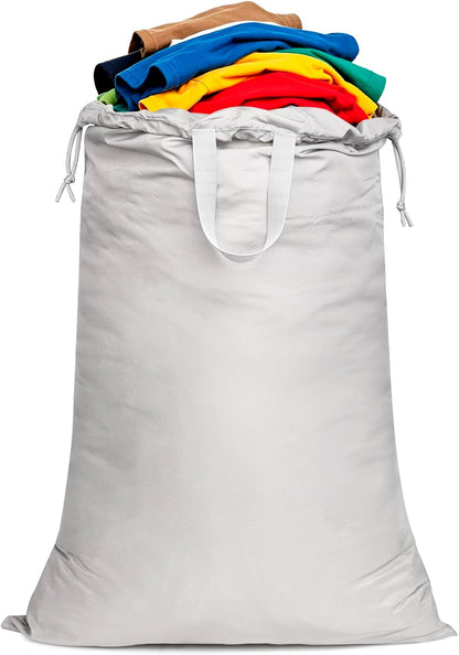 Drawstring Laundry Bag 24"x36" with Handles for travel | Reinforced stitching holds 40lbs, machine washable, lightweight foldable for camping, hamper liner, laundry room
