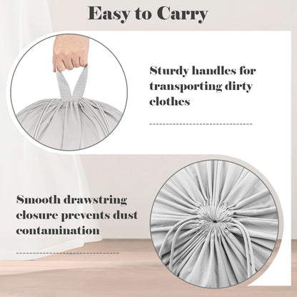 Drawstring Laundry Bag 24"x36" with Handles for travel | Reinforced stitching holds 40lbs, machine washable, lightweight foldable for camping, hamper liner, laundry room