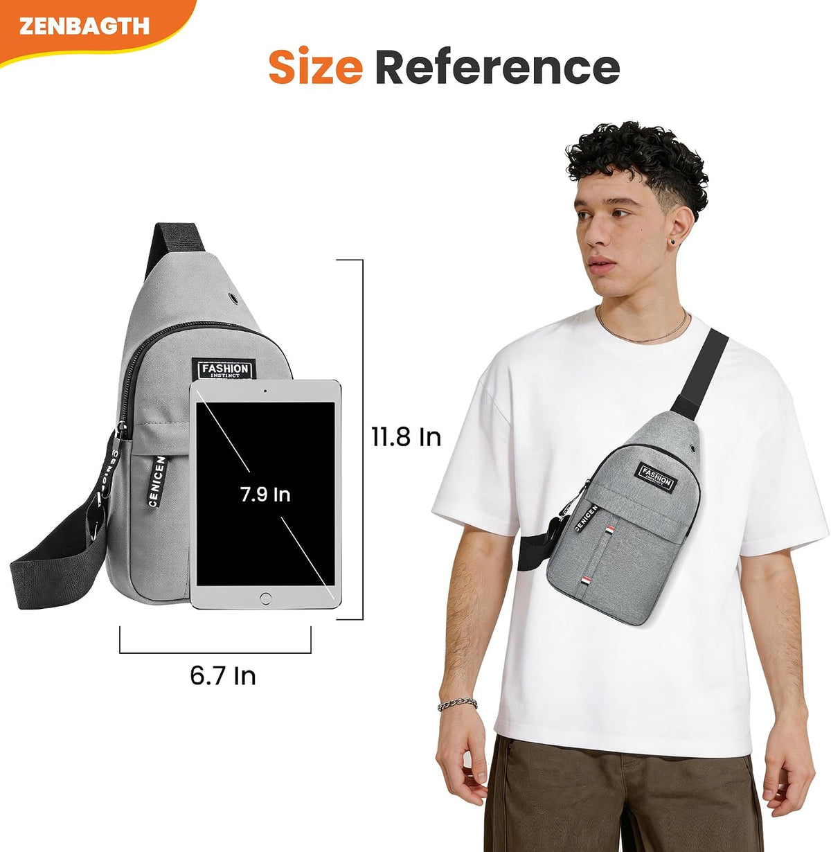 Sling Bag for Men, Multipurpose Cross Body Chest Bag Small Sling Backpack,Shoulder Bag for Travel Hiking