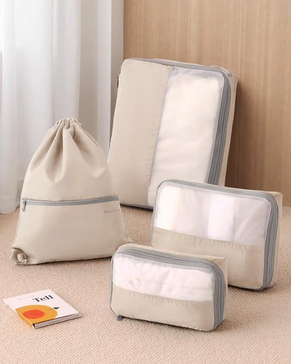 Compression Packing Cubes for Travel, Lightweight and Space-Saving Luggage Organizer Bags, Sturdy Travel Essentials for Suitcase, Black