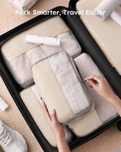 Compression Packing Cubes for Travel, Lightweight and Space-Saving Luggage Organizer Bags, Sturdy Travel Essentials for Suitcase, Black