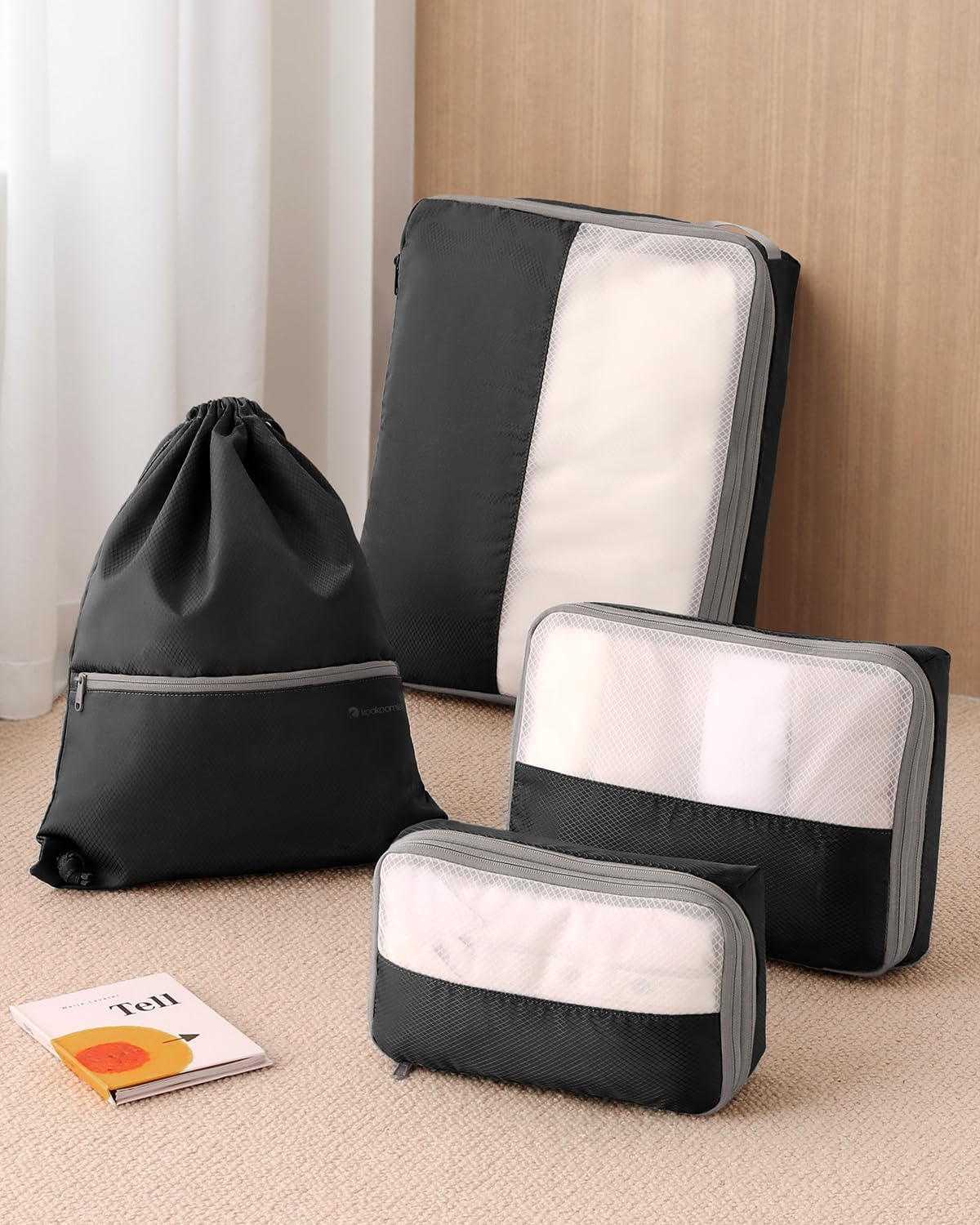 Compression Packing Cubes for Travel, Lightweight and Space-Saving Luggage Organizer Bags, Sturdy Travel Essentials for Suitcase, Black