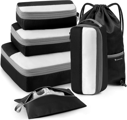 Compression Packing Cubes for Travel, Lightweight and Space-Saving Luggage Organizer Bags, Sturdy Travel Essentials for Suitcase, Black