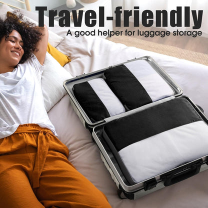 Compression Packing Cubes for Travel, Lightweight and Space-Saving Luggage Organizer Bags, Sturdy Travel Essentials for Suitcase, Black