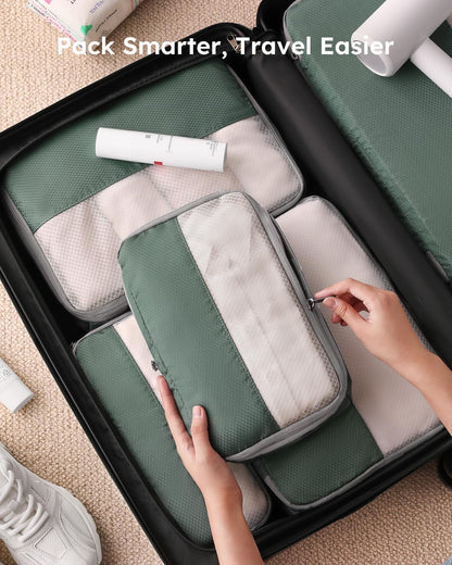 Compression Packing Cubes for Travel, Lightweight and Space-Saving Luggage Organizer Bags, Sturdy Travel Essentials for Suitcase, Black