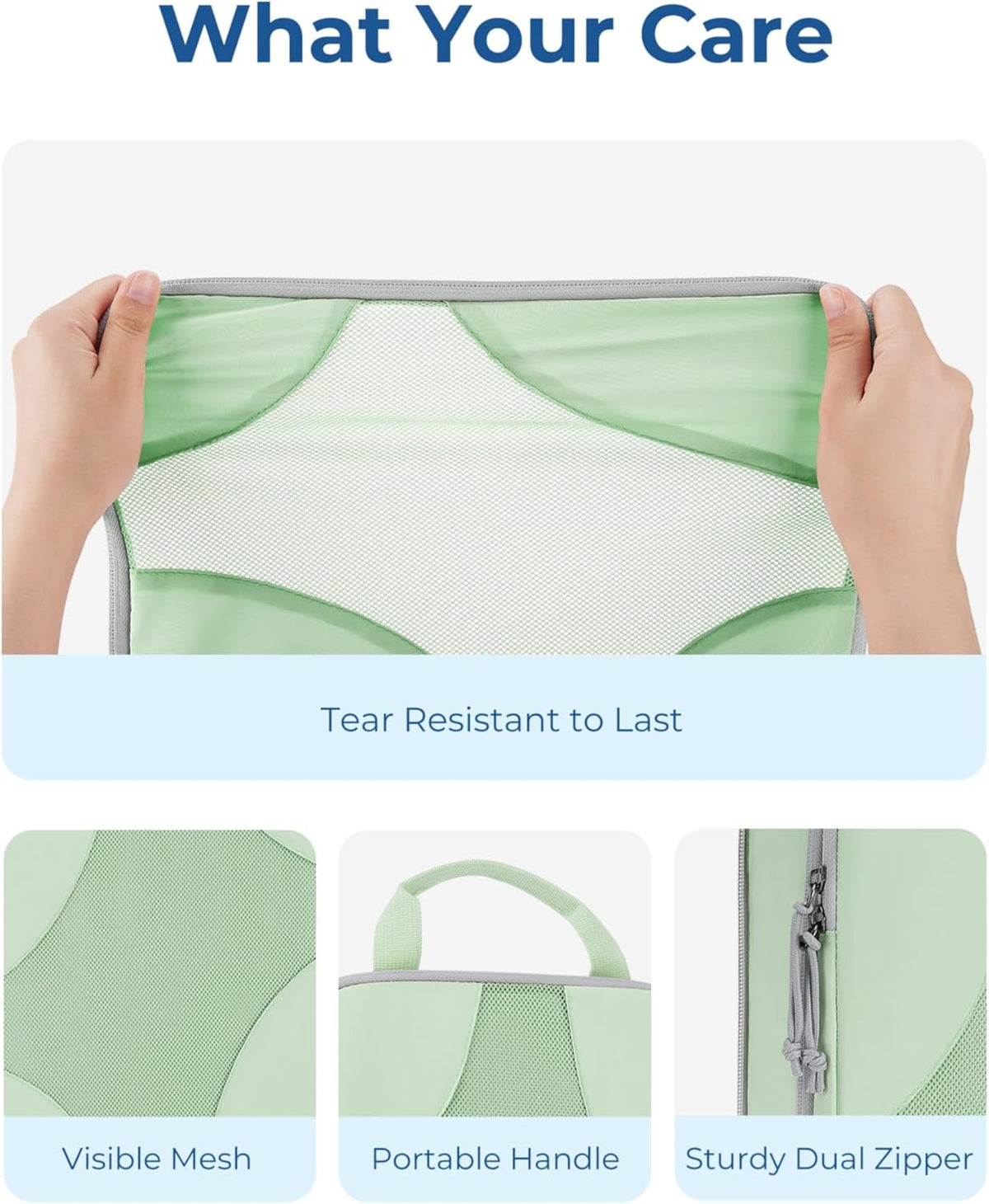 Compression Packing Cubes (Light Green, 6 Set) | Lightweight, Compressible Suitcase Organizer Set fit Standard Carry-On & Checked Luggage, 6 Set, 14 Set Washable Packing Bags
