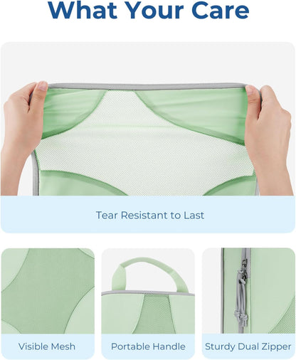 Compression Packing Cubes (Light Green, 6 Set) | Lightweight, Compressible Suitcase Organizer Set fit Standard Carry-On & Checked Luggage, 6 Set, 14 Set Washable Packing Bags