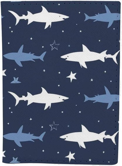 Penguins Passport Holder for Travel Childish Animal and Stars PU Leather Passport Cover Wallet Cute Passport Card Holder for Women and Men