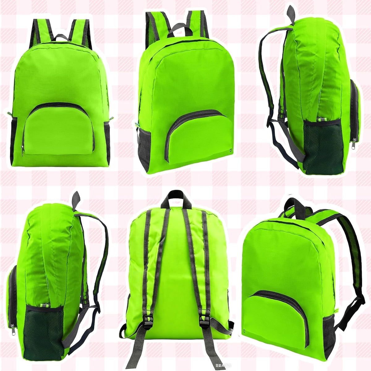 Bulk 10 Pack 17 Inch Foldable Backpacks for Travel, 5 Colors | Waterproof nylon, multi-layer laptop compartment, wide shoulder straps, multi solid colors unisex for school commute business