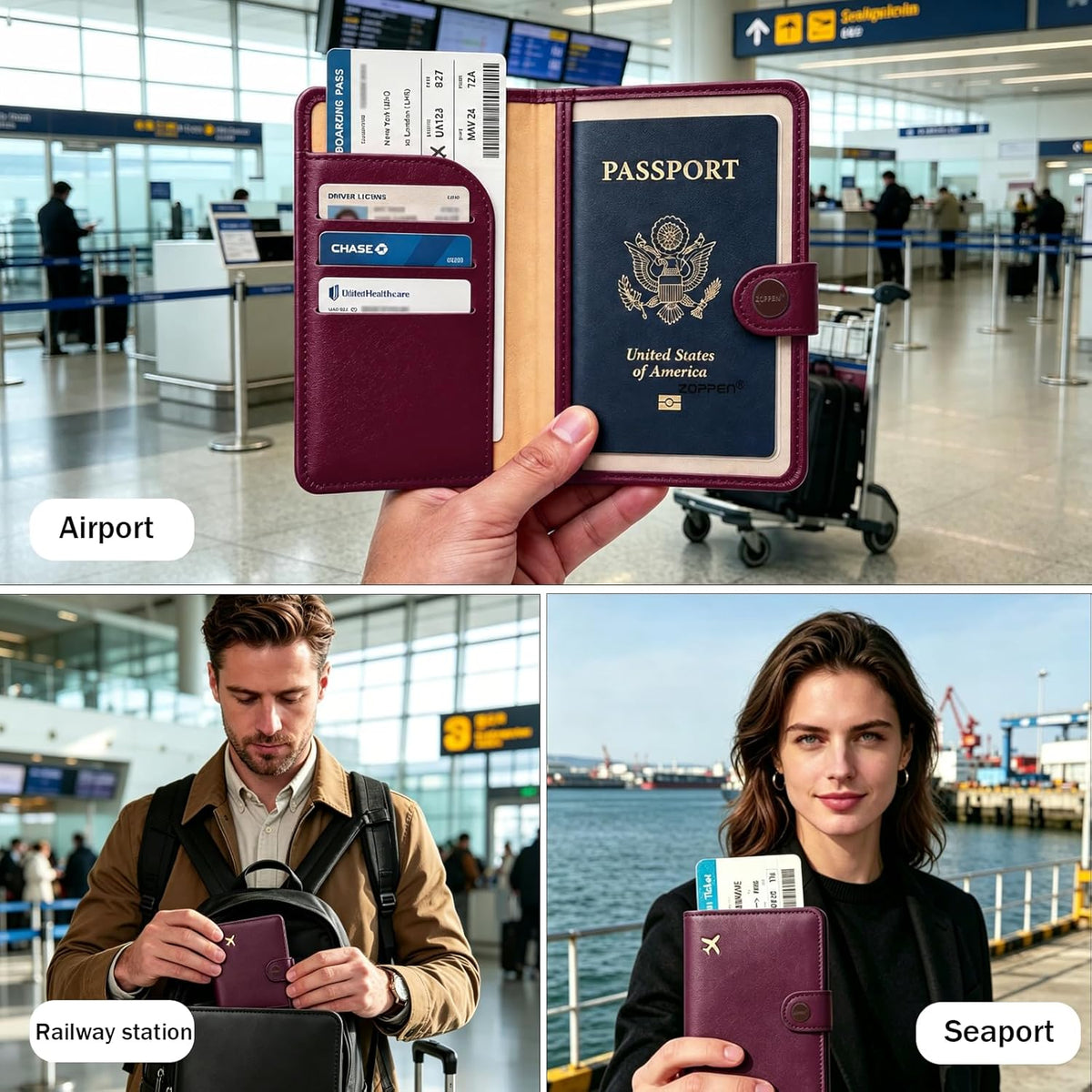 Passport Holder RFID Blocking Travel Wallet, Dusty Pink | Passport Cover with Multiple Card Slots, Water-Resistant & Easy-Carry, Must-Have Travel Accessory for Men & Women.