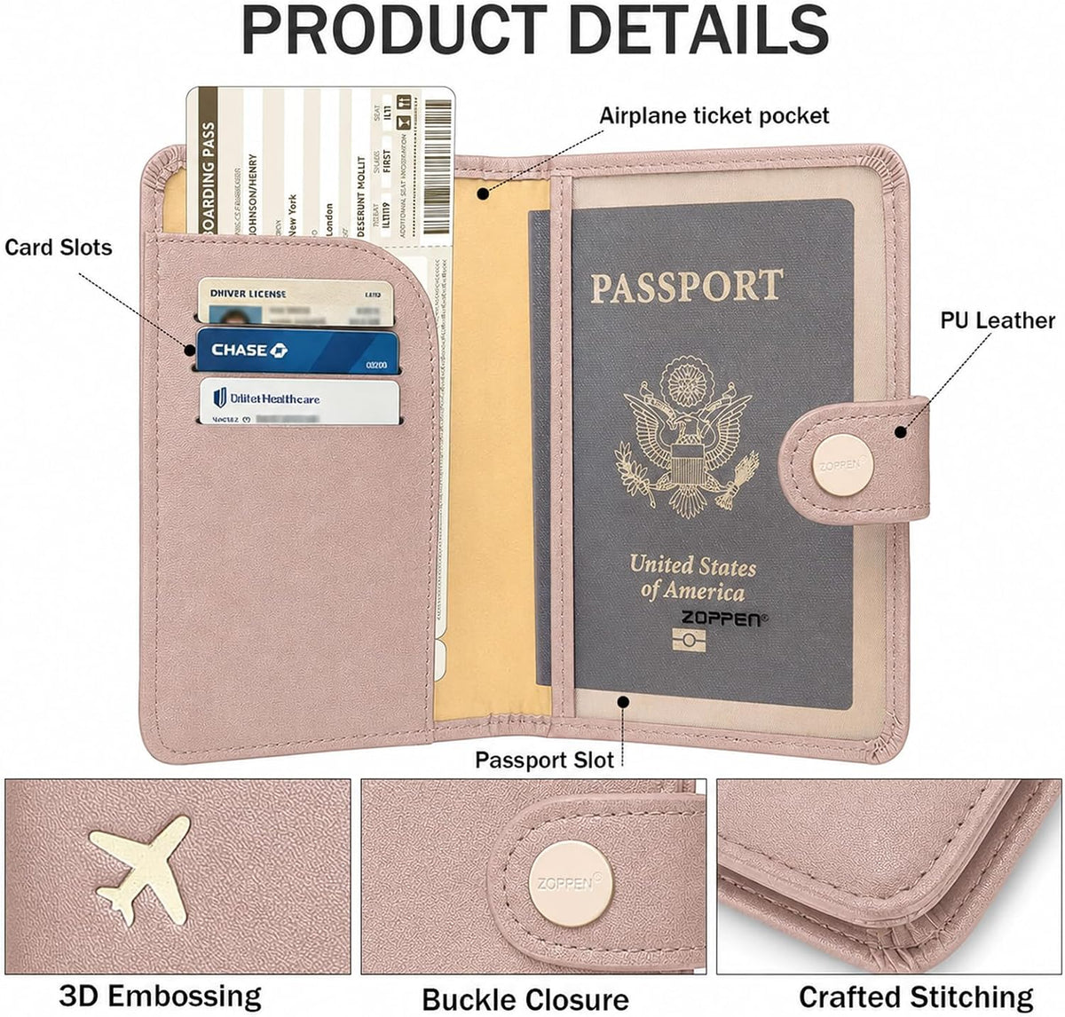 Passport Holder RFID Blocking Travel Wallet, Dusty Pink | Passport Cover with Multiple Card Slots, Water-Resistant & Easy-Carry, Must-Have Travel Accessory for Men & Women.