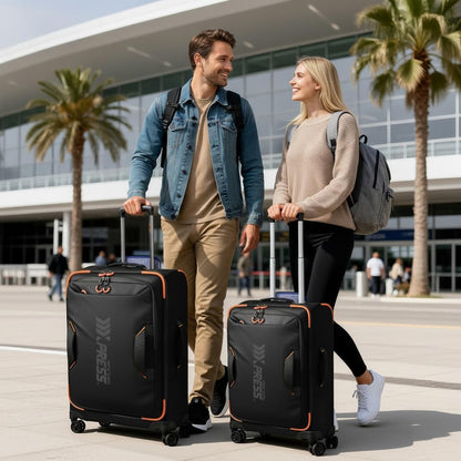 22" Luggage, Softside Suitcase w/Double Spinner Wheels, Waterproof,Lightweight Rolling Suitcases for Men/Women（Green,22in）