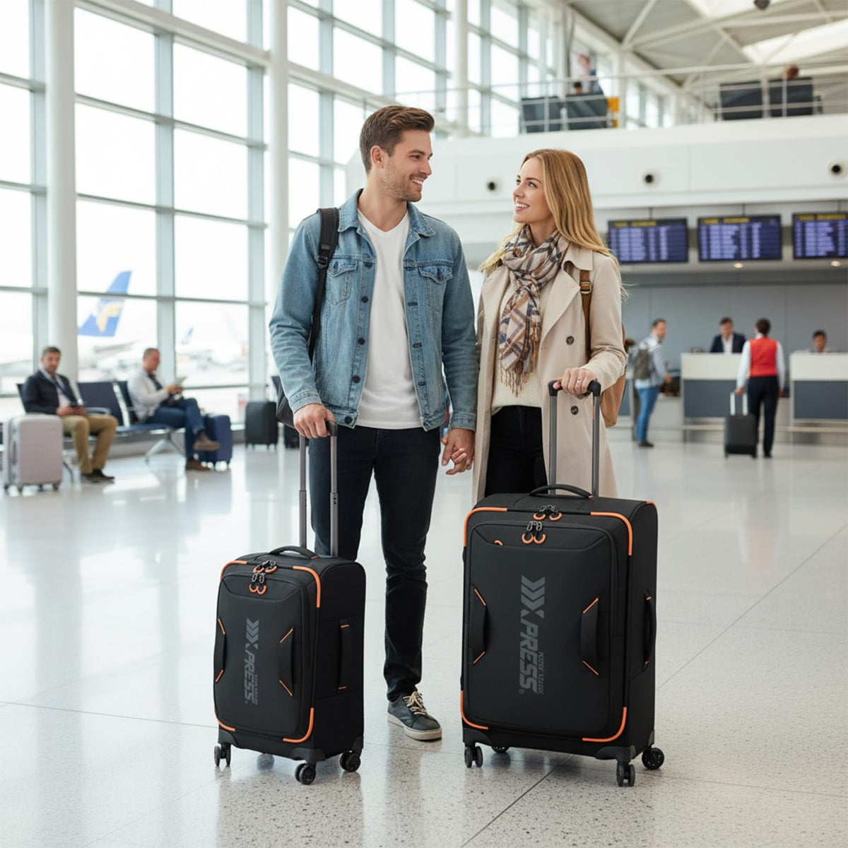 22" Luggage, Softside Suitcase w/Double Spinner Wheels, Waterproof,Lightweight Rolling Suitcases for Men/Women（Green,22in）