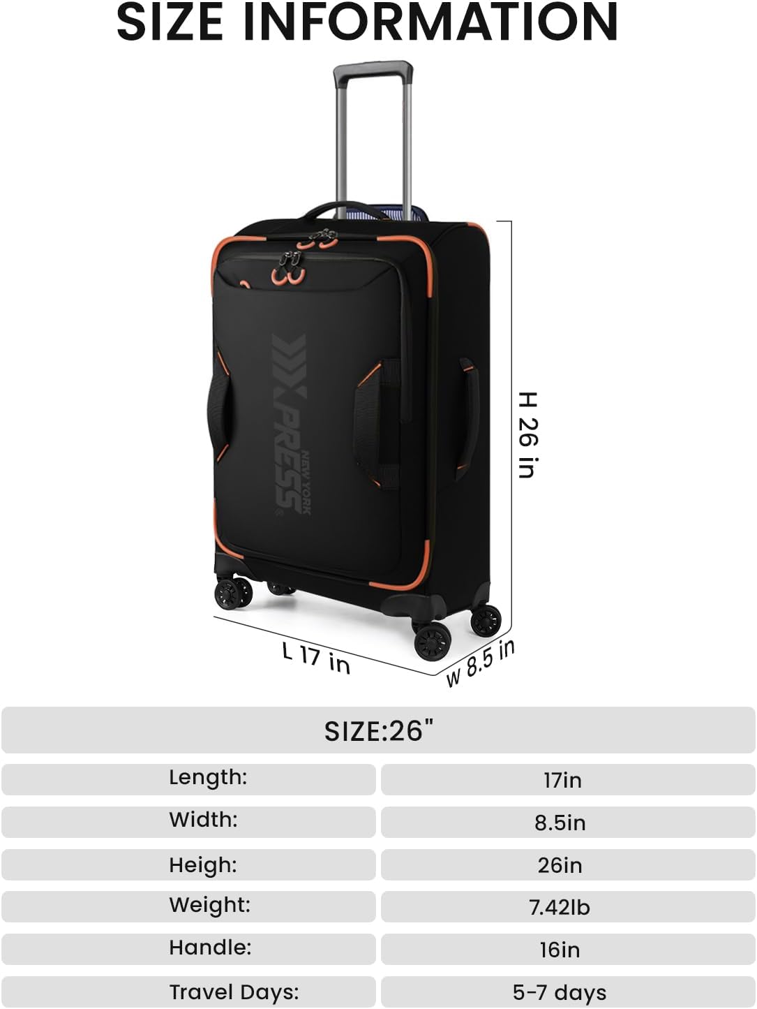 22" Luggage, Softside Suitcase w/Double Spinner Wheels, Waterproof,Lightweight Rolling Suitcases for Men/Women（Green,22in）