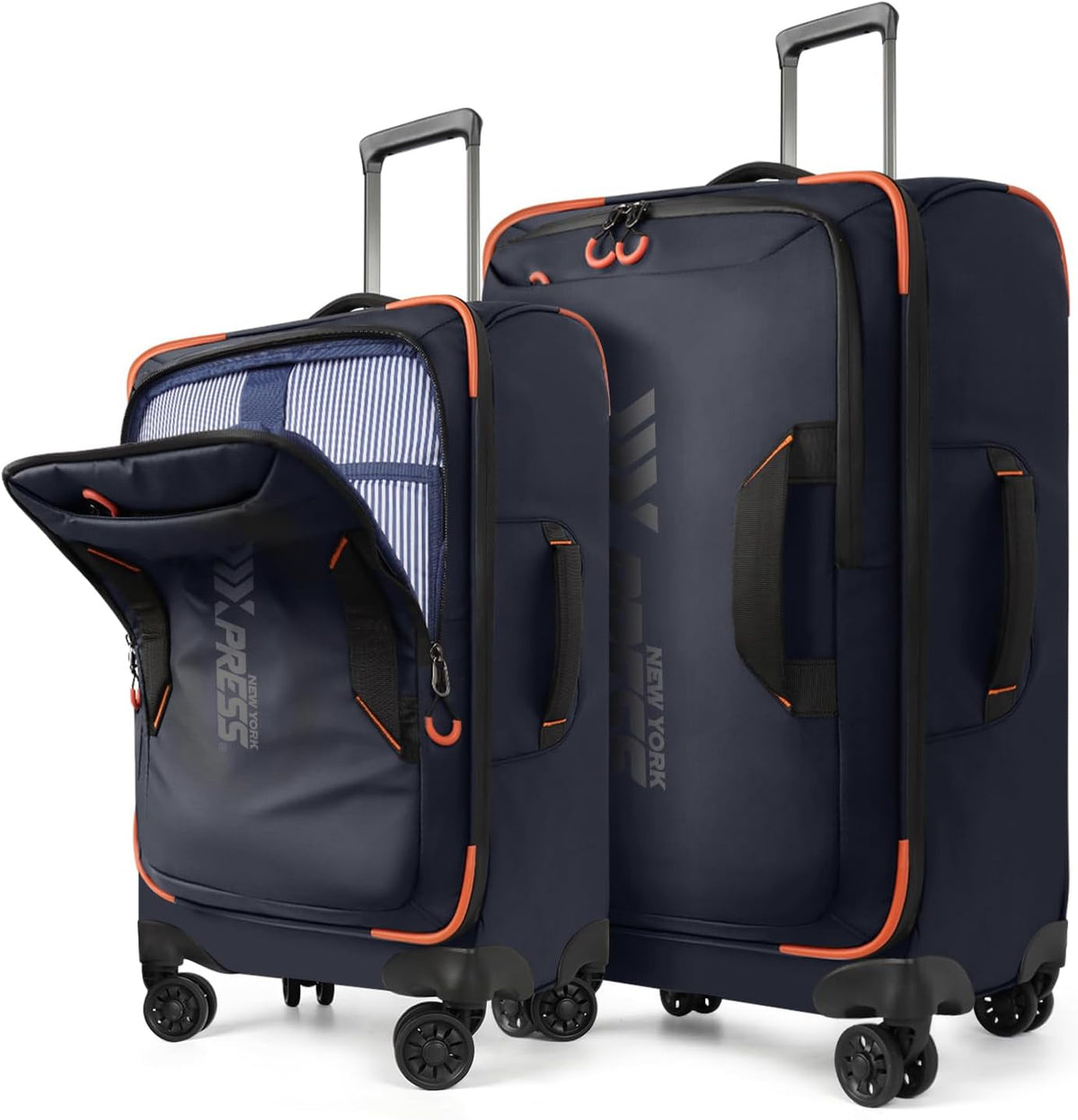 22" Luggage, Softside Suitcase w/Double Spinner Wheels, Waterproof,Lightweight Rolling Suitcases for Men/Women（Green,22in）