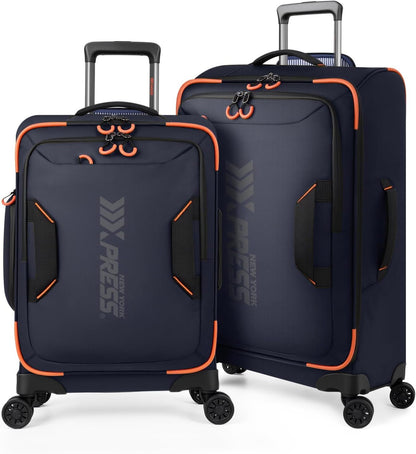 22" Luggage, Softside Suitcase w/Double Spinner Wheels, Waterproof,Lightweight Rolling Suitcases for Men/Women（Green,22in）