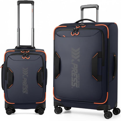 22" Luggage, Softside Suitcase w/Double Spinner Wheels, Waterproof,Lightweight Rolling Suitcases for Men/Women（Green,22in）