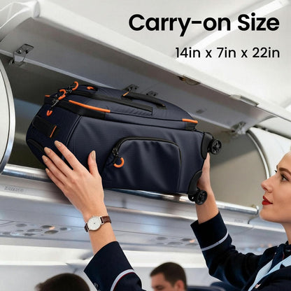 22" Luggage, Softside Suitcase w/Double Spinner Wheels, Waterproof,Lightweight Rolling Suitcases for Men/Women（Green,22in）