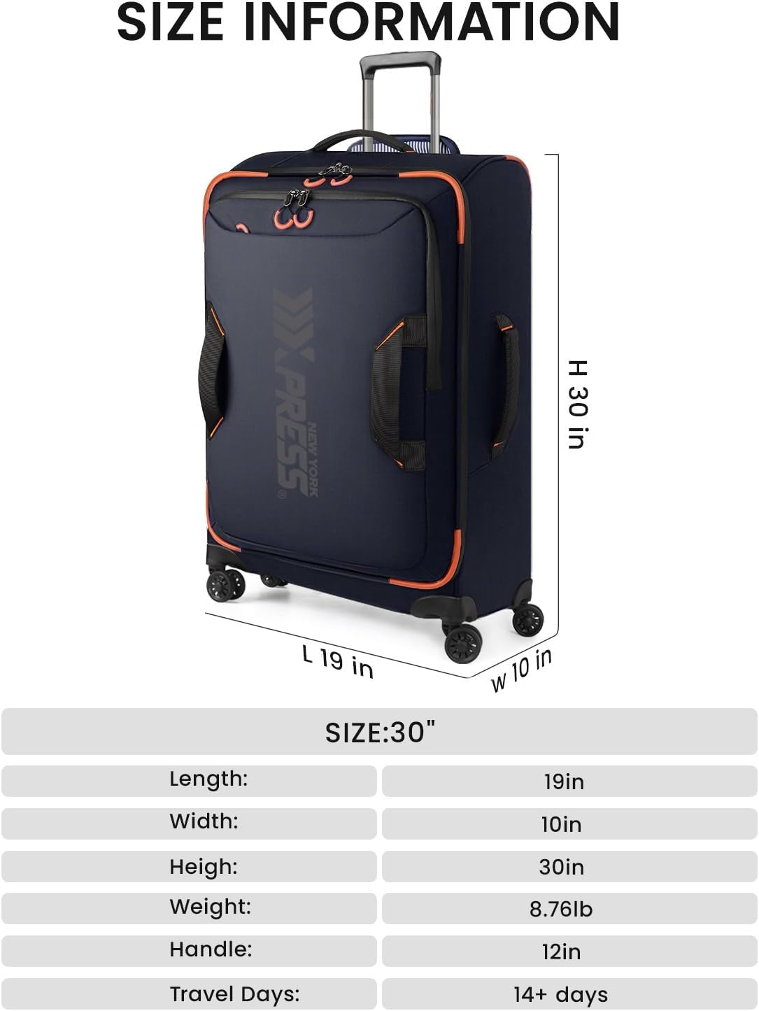 22" Luggage, Softside Suitcase w/Double Spinner Wheels, Waterproof,Lightweight Rolling Suitcases for Men/Women（Green,22in）