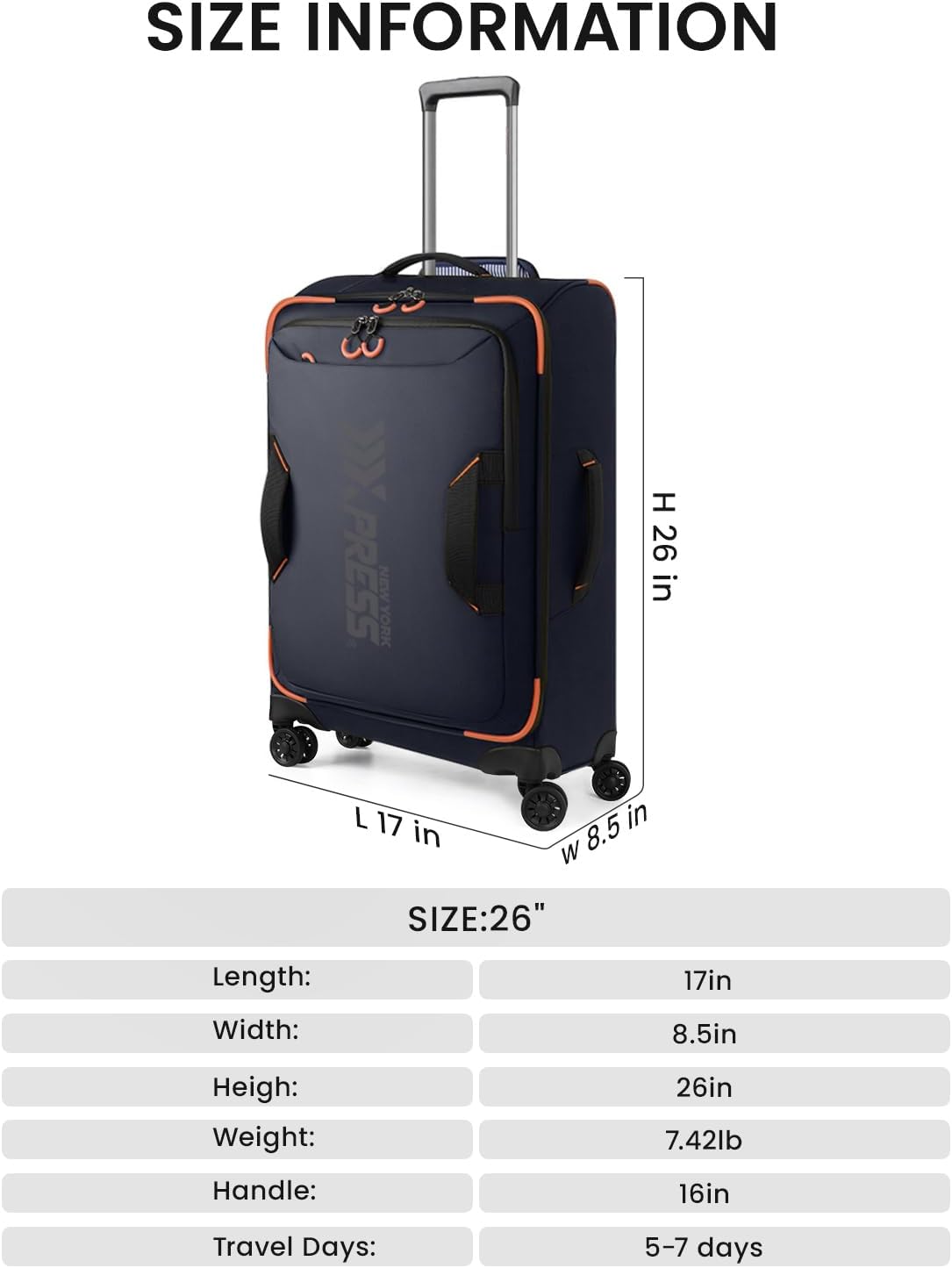 22" Luggage, Softside Suitcase w/Double Spinner Wheels, Waterproof,Lightweight Rolling Suitcases for Men/Women（Green,22in）