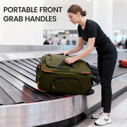 22" Luggage, Softside Suitcase w/Double Spinner Wheels, Waterproof,Lightweight Rolling Suitcases for Men/Women（Green,22in）