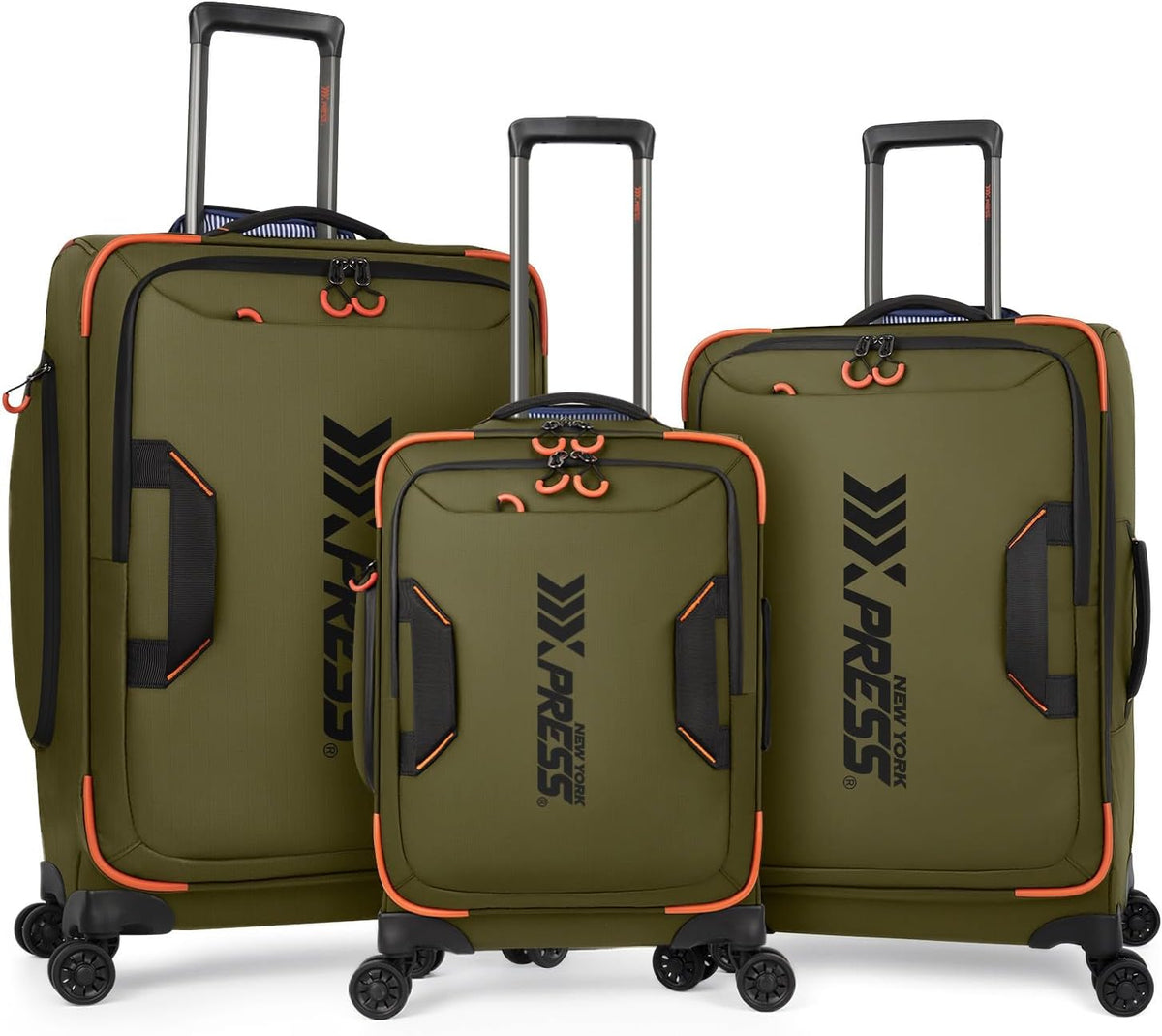 22" Luggage, Softside Suitcase w/Double Spinner Wheels, Waterproof,Lightweight Rolling Suitcases for Men/Women（Green,22in）