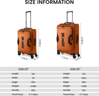 22" Luggage, Softside Suitcase w/Double Spinner Wheels, Waterproof,Lightweight Rolling Suitcases for Men/Women（Green,22in）