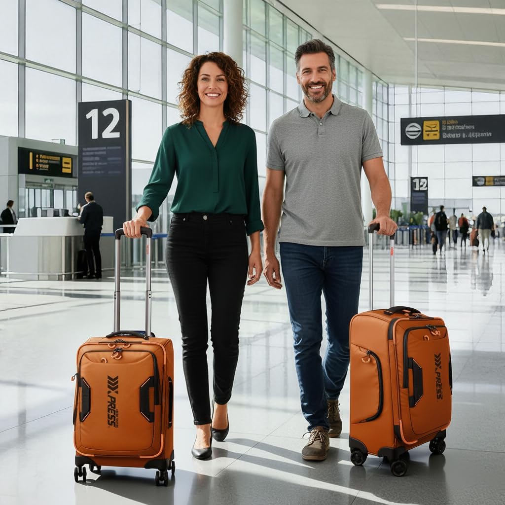 22" Luggage, Softside Suitcase w/Double Spinner Wheels, Waterproof,Lightweight Rolling Suitcases for Men/Women（Green,22in）