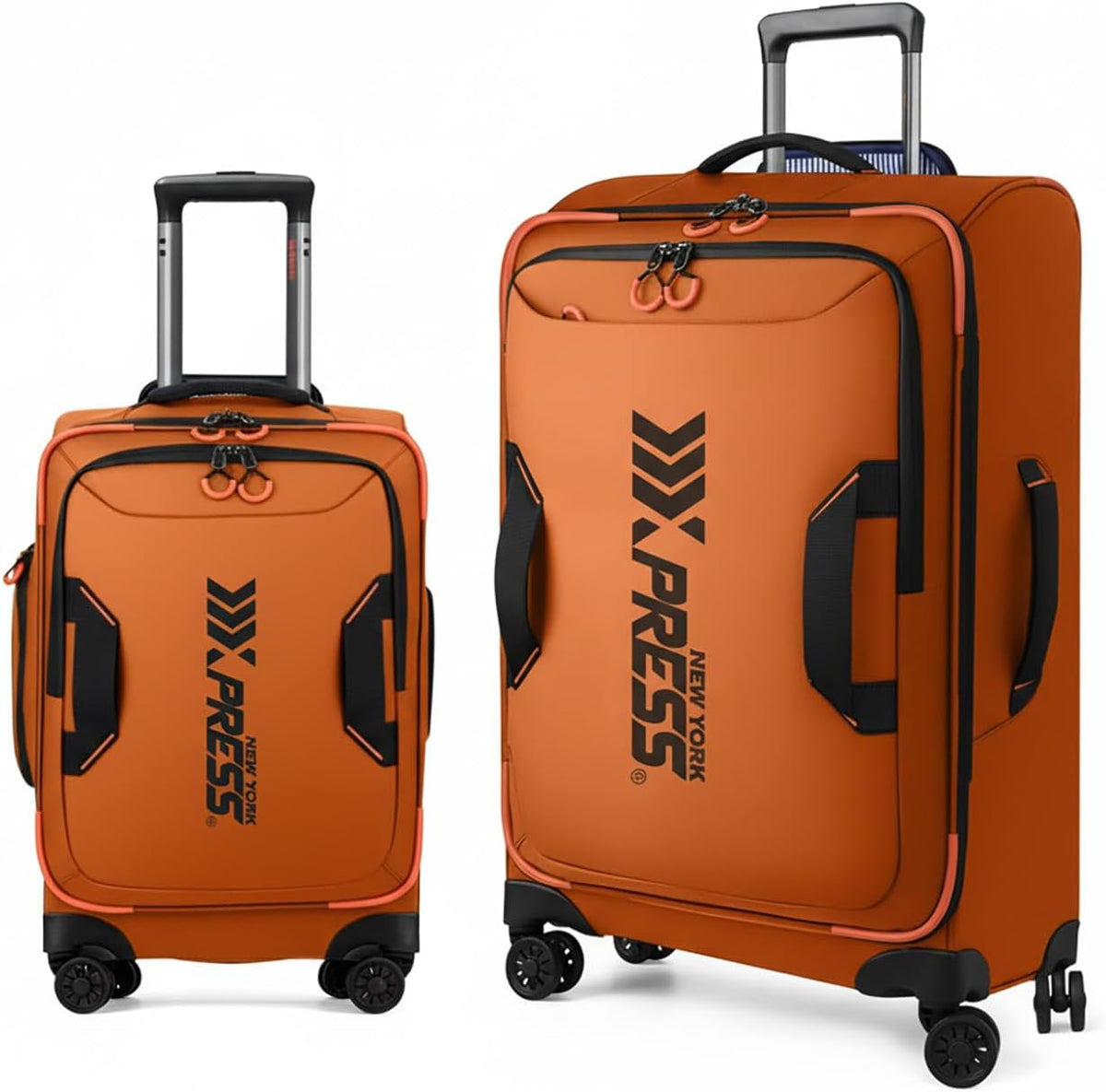 22" Luggage, Softside Suitcase w/Double Spinner Wheels, Waterproof,Lightweight Rolling Suitcases for Men/Women（Green,22in）