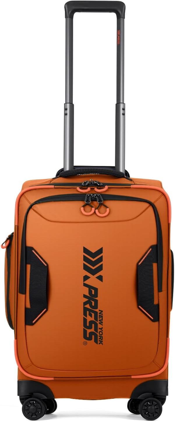 22" Luggage, Softside Suitcase w/Double Spinner Wheels, Waterproof,Lightweight Rolling Suitcases for Men/Women（Green,22in）