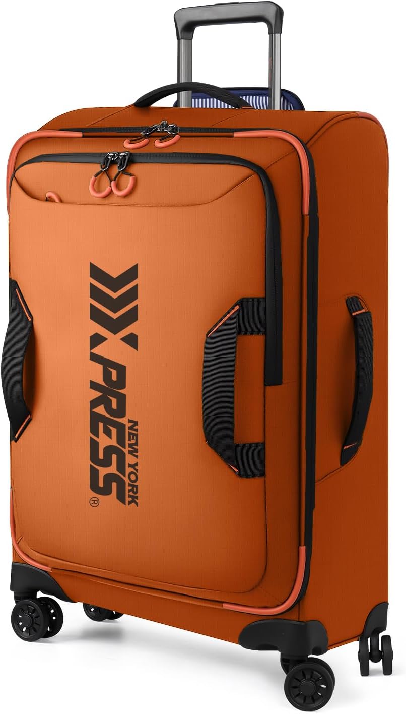 22" Luggage, Softside Suitcase w/Double Spinner Wheels, Waterproof,Lightweight Rolling Suitcases for Men/Women（Green,22in）