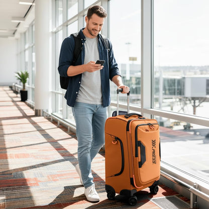 22" Luggage, Softside Suitcase w/Double Spinner Wheels, Waterproof,Lightweight Rolling Suitcases for Men/Women（Green,22in）